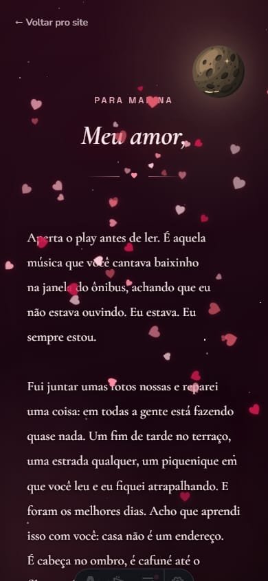 A carta de exemplo aberta no celular